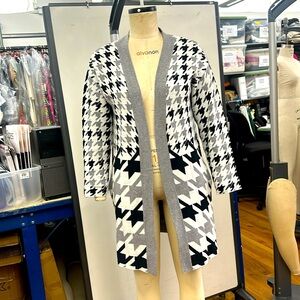 Houndstooth long cardigan